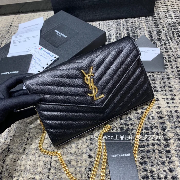YSL Chain Wallet Bag Black With Golden and silver Hardware